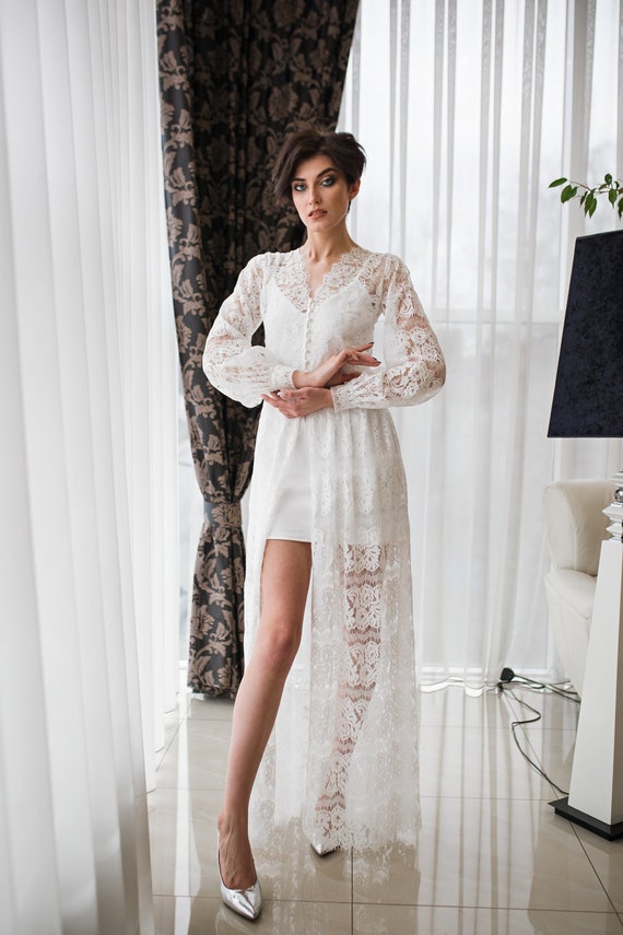 Long Lace Robe Bridal Robe With 