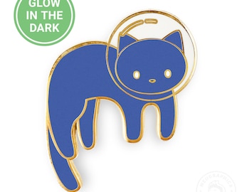 Indigo Glow in the Dark Space Cat Hard Enamel Pin