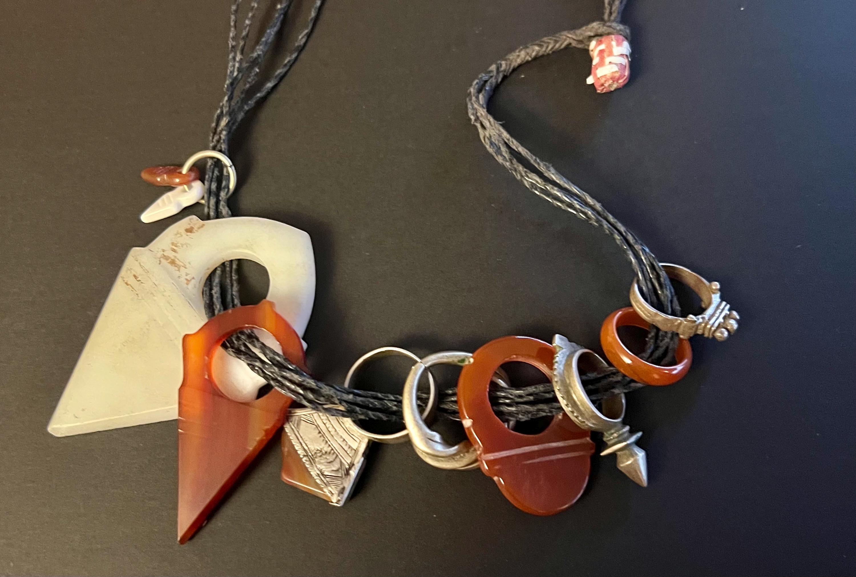 Tuareg Berber Necklace: Carnelian, Agate, & Silver Pendants - Etsy