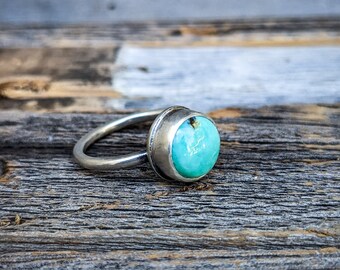 calypso ring #3 ++ round turquoise ring, turquoise ring, variscite turquoise ring, stackable ring