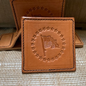 Coasters - Leather - American Flag