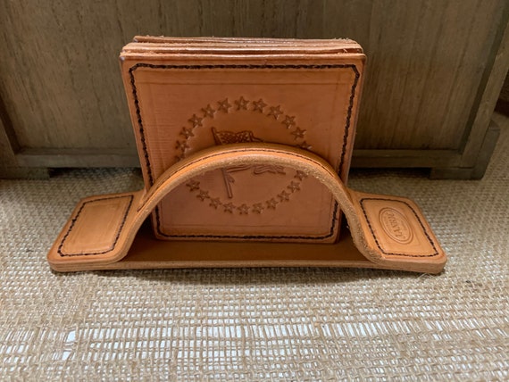 Coaster - Lineman - SET OF 2 - Leather or Stitched Cork Coaster - Lineman - SET OF 2 - Leather or Stitched Cork