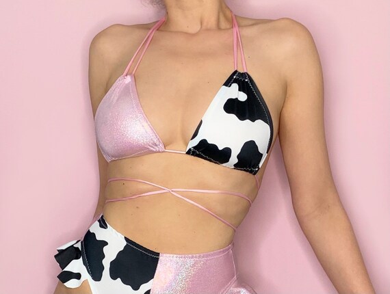 Cow Print Rave Bra Top - Etsy Canada