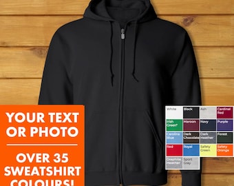 Custom Full Zip Hoodie | Personalized Photo & Text Print