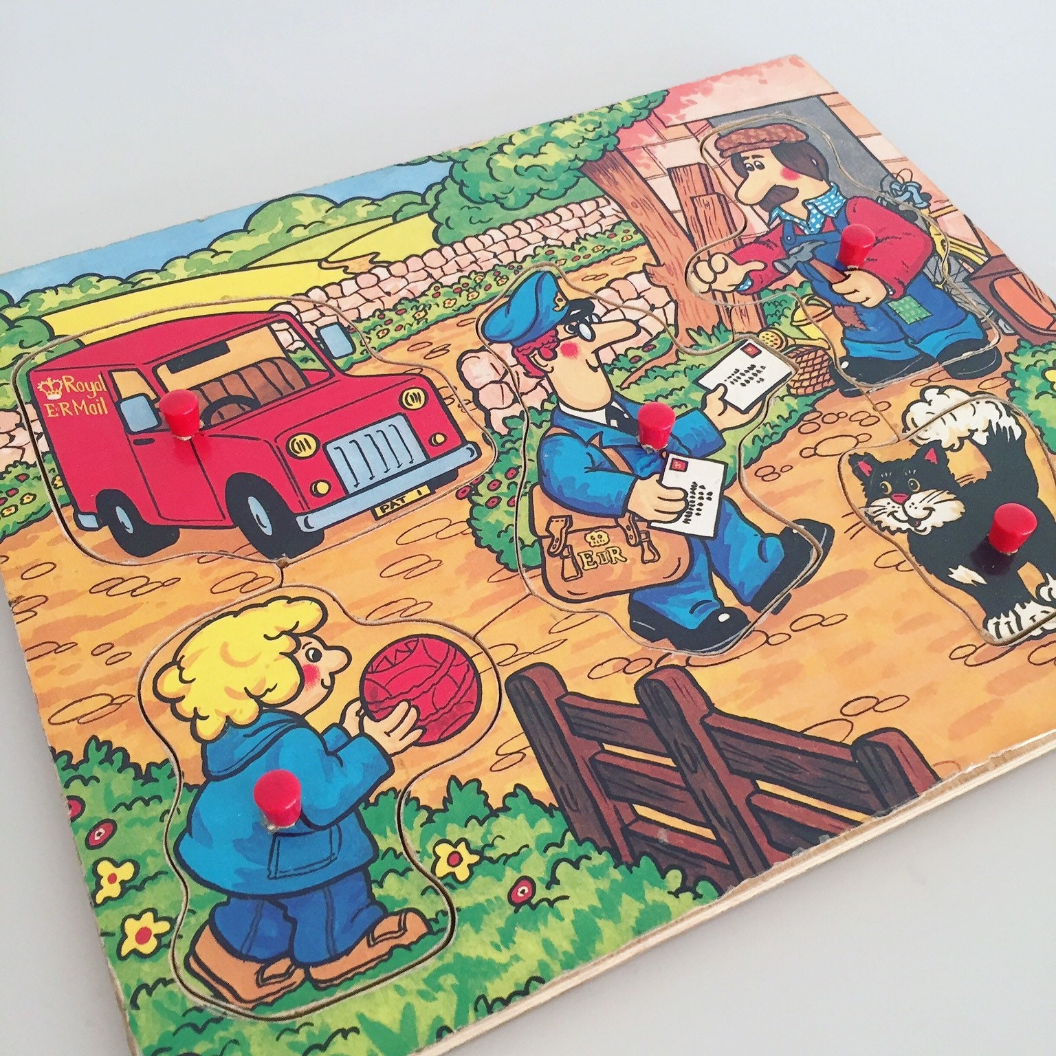 Vintage Postman Pat Jigsaw Puzzle Peg Wooden Board 1980s | Etsy