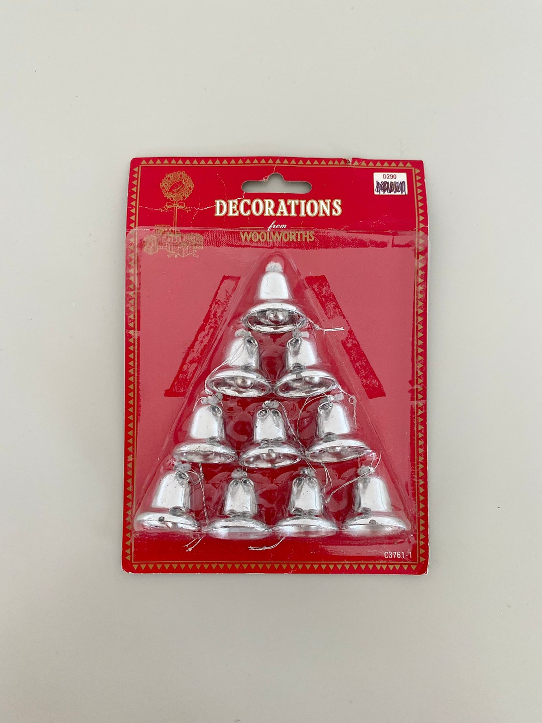 Boxed Vintage Woolworths Christmas Silver Bells Tree Decorations