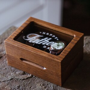 Personalized Wood Watch Box with Plexiglass Lid: Jewelry Organizer, Cushion Included