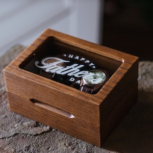 Personalized wooden watch box for men and women with cushions included - Small jewelry organizer with plexiglass lid - Watch display case