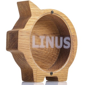 Personalized Wood Coin Bank for Kids, Boys & Girls – Modern Wooden Piggy Bank, Animal Money Box, Baby Savings Bank, Unique Christmas Gift
