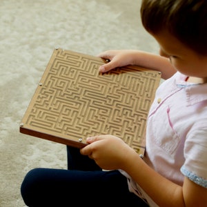 Labyrinth Game Personalized Coffee Table Maze Busy Toddler Wood Ball Maze Escape Room Montessori Toys Wooden Balance Board Focus Toy Puzzle