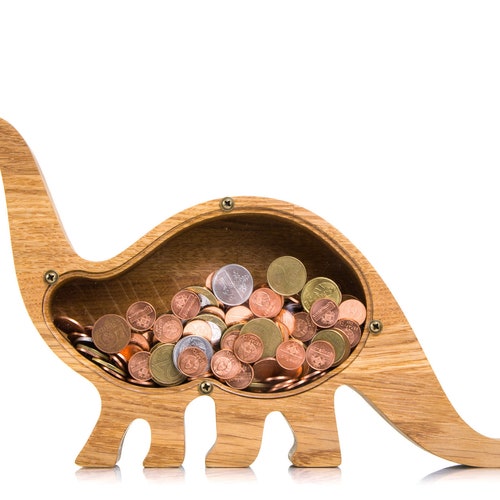 Brontosaurus Piggy Bank Wooden Coin Bank for Kids Babyshowers Etsy