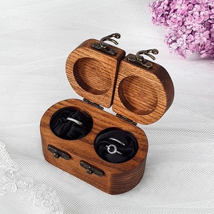 Personalized 2 or 3 Rings Ring Bearer Box Solid Wood - Wedding Ceremony His and Her Custom Engraved Ring Holder Dish