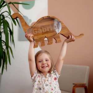 Sparschwein DINOSAURIER Holzspielzeug für Jungen Mädchen Kinder Einzigartiges Baby-Dusche-Geschenk Trinkgeld Münze Glas Spardose Kinderzimmer Dekor