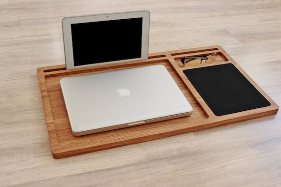 Lap Desk Oak Wood Laptop Stand First Fathers Day Gift From Daughter Son  Wife Mobile Workstation Portable Wooden Computer Tray With Mousepad 