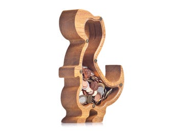 Personalized T-Rex Dinosaur Piggy Bank: Wooden Coin Bank, Dino Nursery Decor