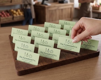 Multiple Business Card Holder Solid Oak Display for Farm Shop Market Store Checkout Counter