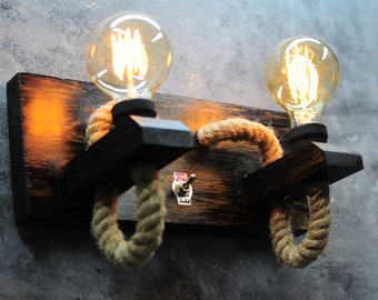 Modern Black Wood Wall Lamp With Barrel Fabric Shade - Wall Mounted - LunaDesignStudios