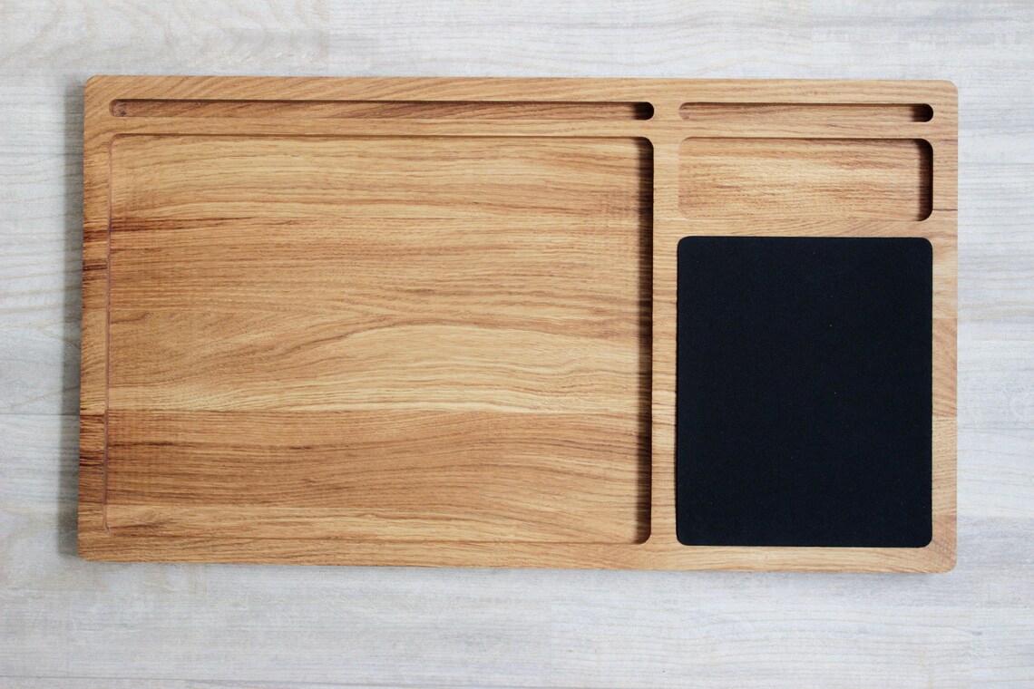 Portable laptop desk Oak wood lap tray with tablet & phone Etsy