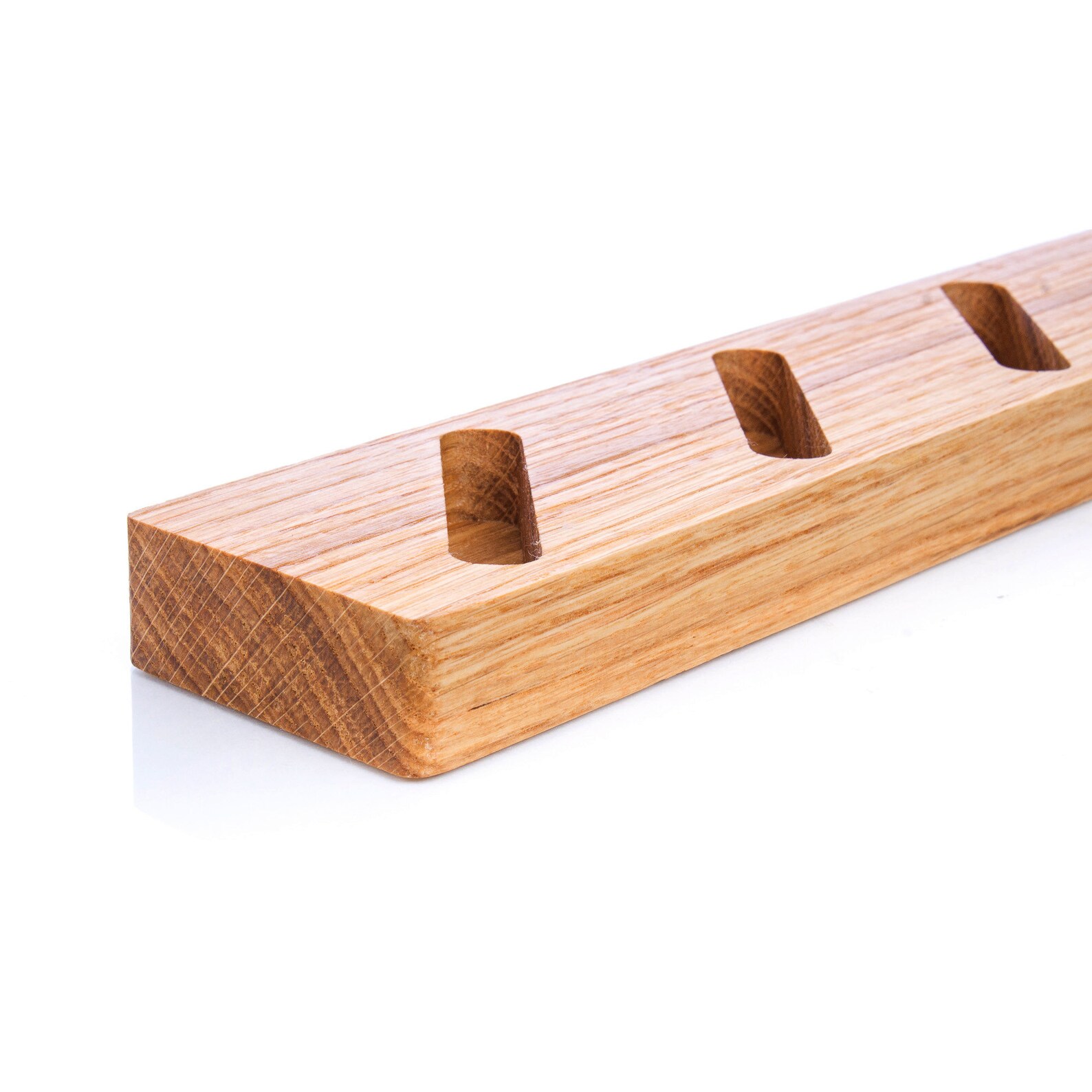 Oak Wood Vertical Business Card Holder: Modern Desk Organizer, Multi ...