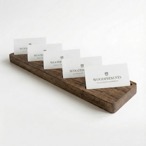 Porta biglietti da visita multipli in legno di quercia: espositore per mostre artigianali, organizer da scrivania