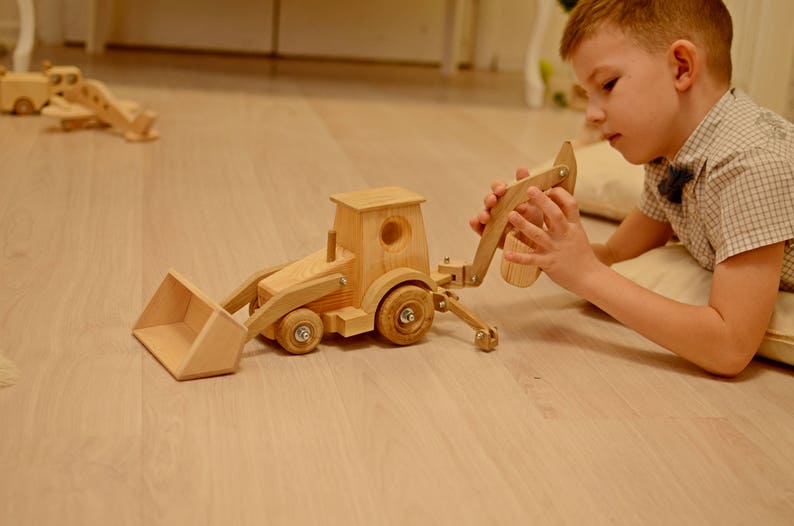 Wood Toy For Boys Excavator Educational Model Wooden Digger Etsy