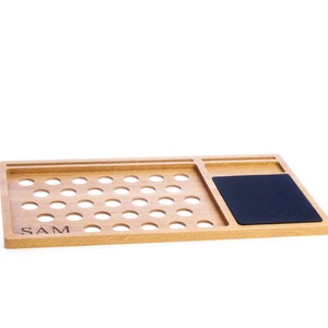 Lap desk Solid wood laptop stand with mouse pad, slots for Macbook and iPhone Mobile workstation Wooden computer stand 1st fathers day gift