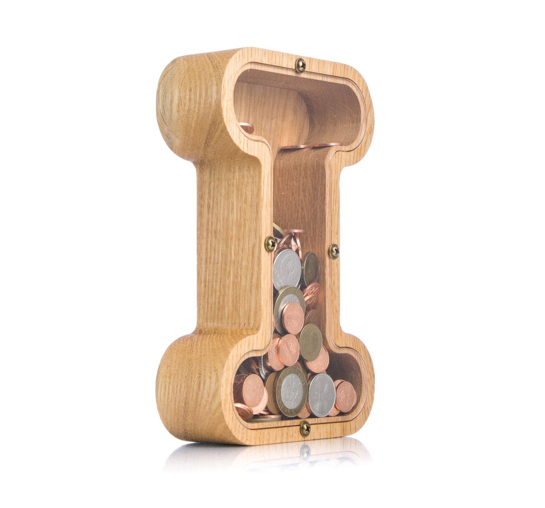 Letter Piggy Bank Wooden Initial Money Box for Kids Custom Engraved ...