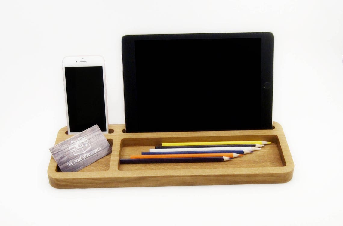Oak Wood Desk Organizer Office Organization Wooden Desk Tray Etsy