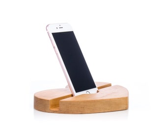 Cell phone holder iPad stand Wooden charging station Smartphone stand Desk organizer Wood tablet holder iPhone docking station Phone stand