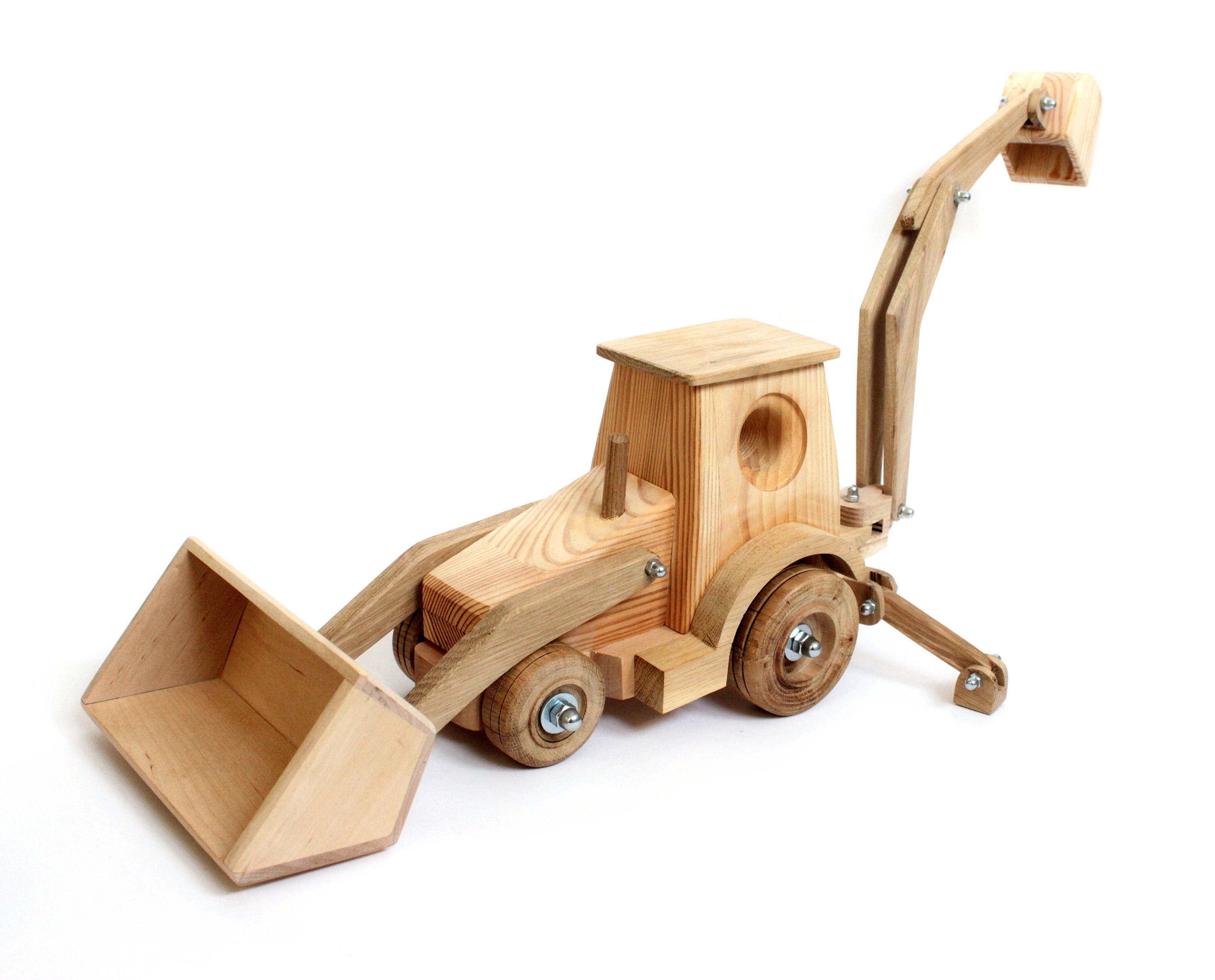 Wood toy for boys Excavator educational model Wooden digger Etsy