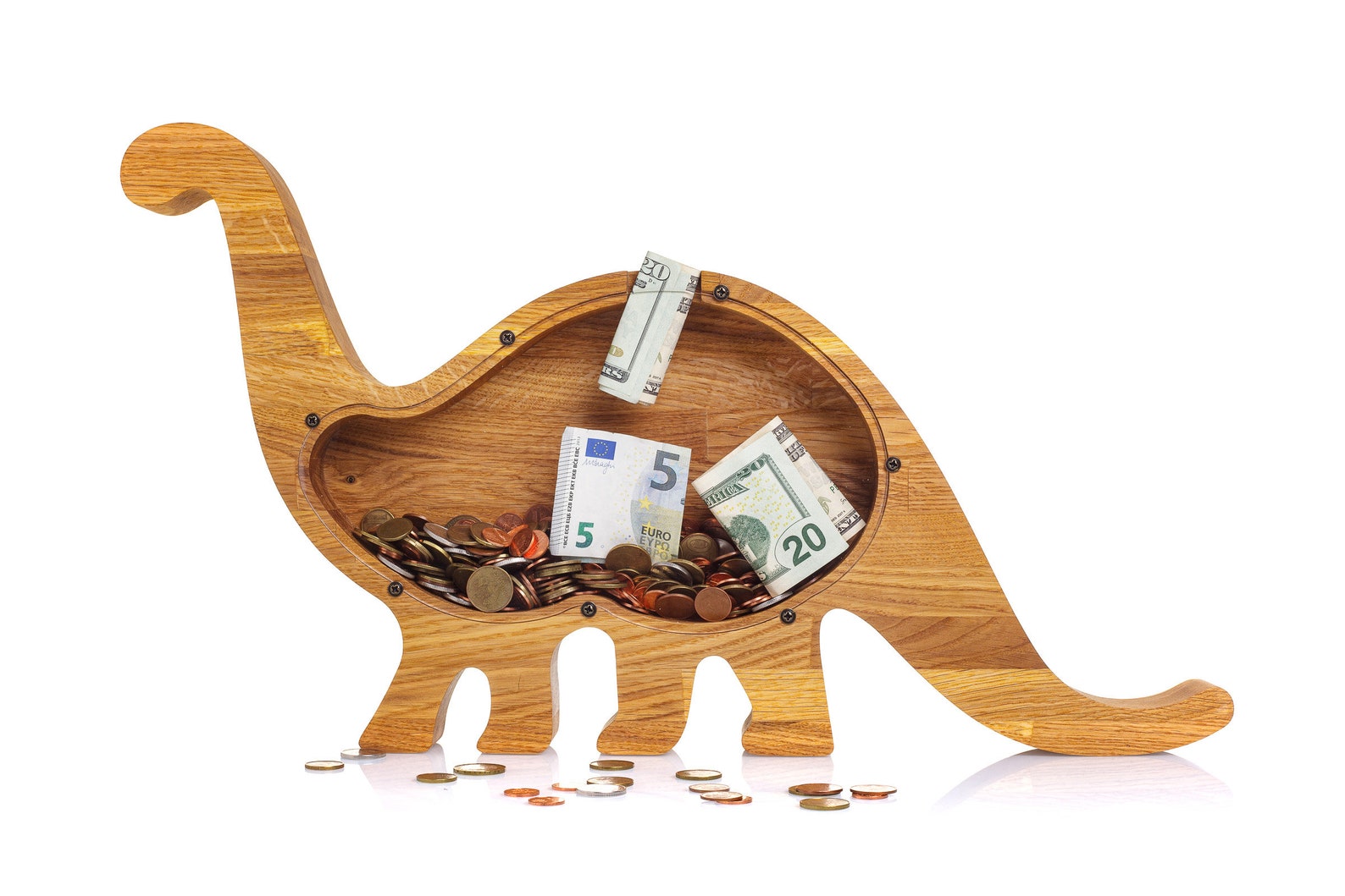 Piggy bank DINOSAUR Montessori waldorf wood toy for boys girls Etsy