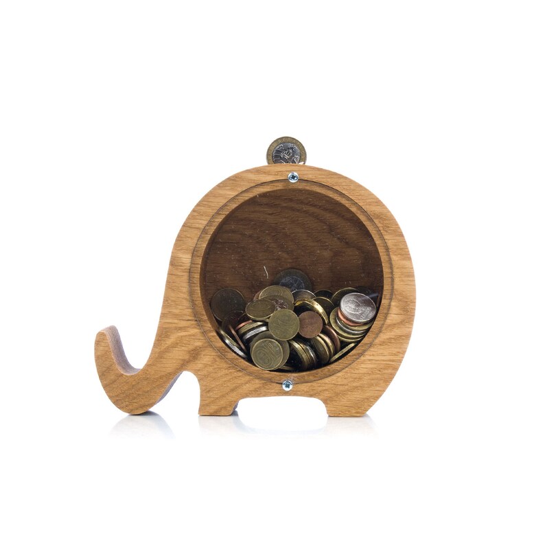 Wooden piggy bank ELEPHANT Animal coin bank for girls and boys Etsy
