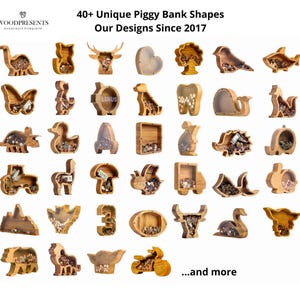 Personalized Oak Wood Letter Piggy Bank: Kids & Adult Gift, Custom Engraved Saving Box image 19