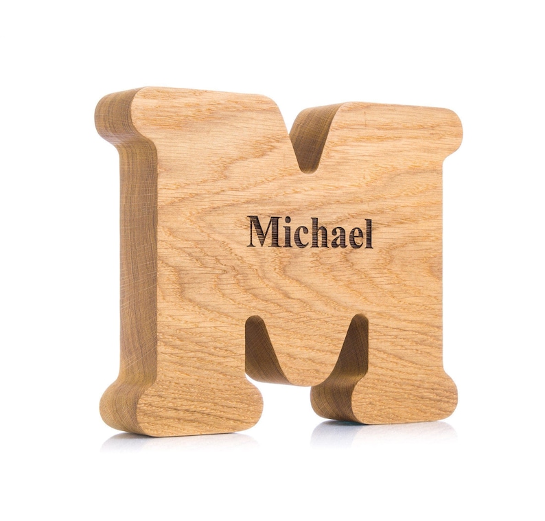 Personalized Oak Wood Letter Piggy Bank: Kids & Adult Gift, Custom Engraved Saving Box image 17