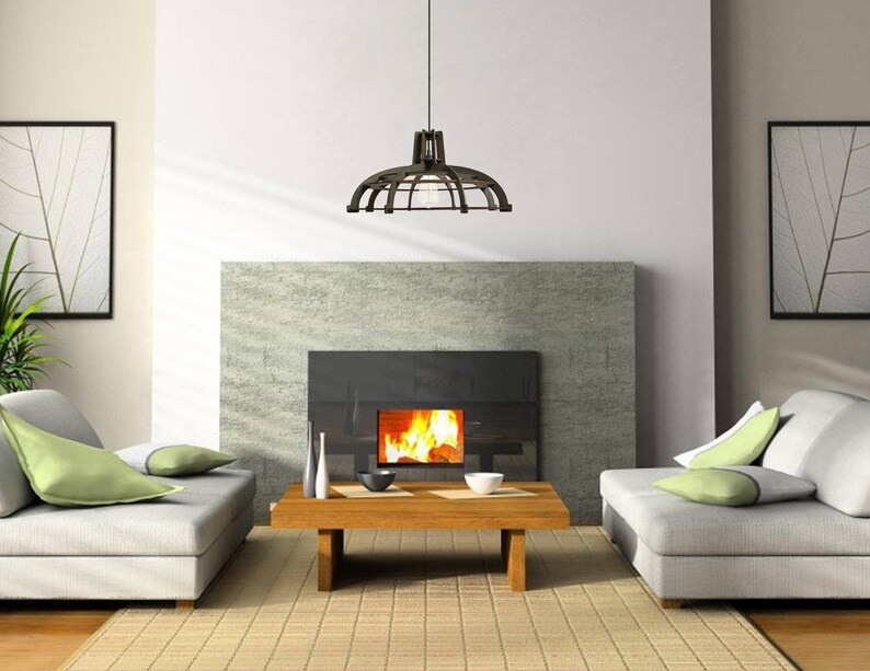 Kitchen Pendant Light Fixture Wood Lamp Ceiling Lighting Plywood Hanging Farmhouse Chandelier Rustic Already Assembled