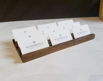 Eichenholz Visitenkartenhalter: Schreibtisch Organizer, Personalisiertes Büro Geschenk
