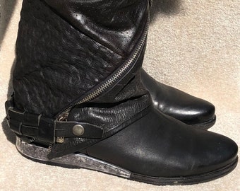 A.S.98 Airstep 41 Boots Zipper Boots Gothic Boots Asymmetric Boots Black Leather