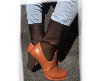 Plateau stiefel | Etsy Super hohe 70er Disco Plateaustiefel Gold Rot