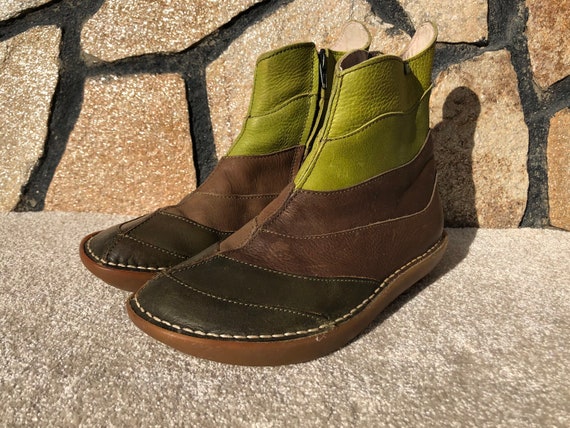 Buy El Naturalista 36 Boots Patchwork Boots Women Flat Green Boots