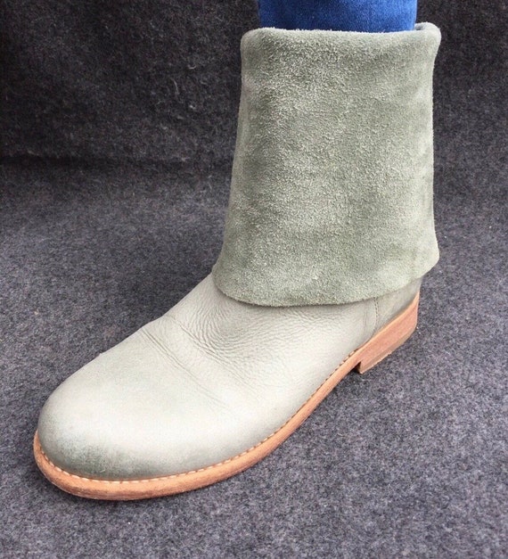 Shabbies 40 Boots Kneehigh Aquamarine Mint Leather Flat Sole - Etsy