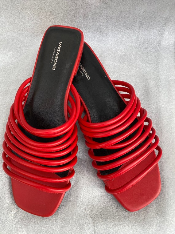 Vagabond 40 Flat Strappy Sandals Summer Sexy Red … - image 3
