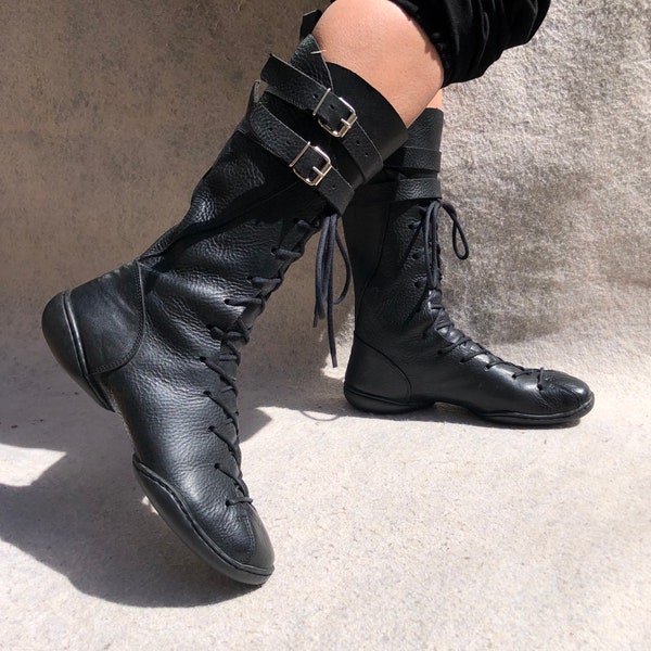 Trippen 36 Boots Flat Wrestler Lace-Up Straps Metal Buckles Handmade Vintage Sporty Gothic Party Birthday