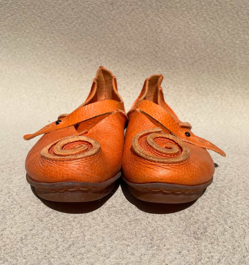 Trippen 36 Ballerinas Mary Janes Flat Orange Shoes Women Flat Summer Shoes Women Leather Application Orange Leather Bild 5