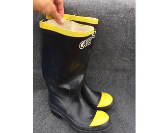 Rain Boots 41 Lined Steel Front Black Yellow