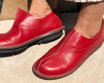 Trippen 41,5 Oxford Shoes Flat Women Shoes Flat Handmade Shoes Red Leather