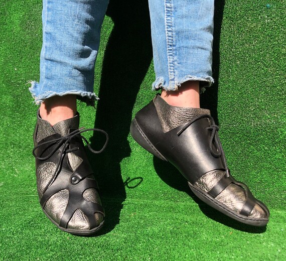Trippen 38 Extraordinary Flat Loafers Leather Silver Black Leather 