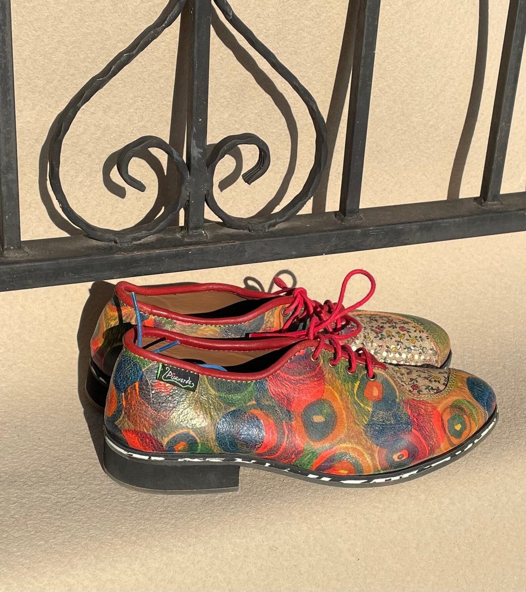 Pisaverde 39 Shoes Lace up Oxford Shoes Women Multicolor Oxfords Flat