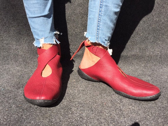 Trippen 39 Flats Loafer Red Leather Comfortable Every Day - Etsy