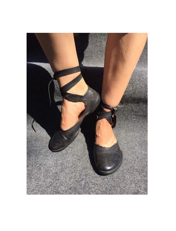 Buy Trippen 37 Ballerina Straps Handmade Vintage Black Leather