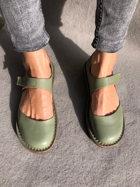 Trippen 37 Flat Mary Jane Mint Aquamarine Ballerina Hippie Summer 